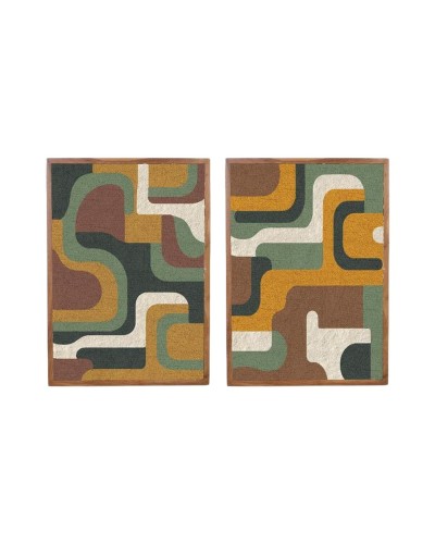 Tavla Home ESPRIT Grön Senap Modern Urban 75 x 3 x 105 cm (2 antal)