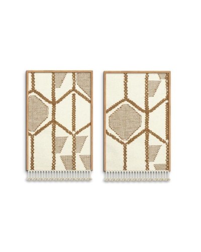 Quadro Home ESPRIT Beige Naturale Boho 60 x 3 x 90 cm (2 Unità)