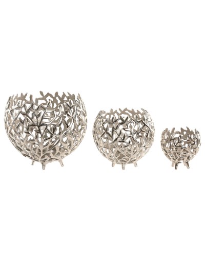 Kaarshouder Home ESPRIT Zilverkleurig Aluminium 20 x 20 x 18 cm