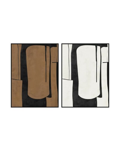 Schilderij Home ESPRIT Bruin Zwart Abstract Stads 90 x 4 x 120 cm (2 Stuks)