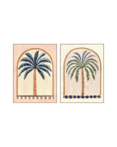 Cadre Home ESPRIT Vert Beige Palmiers Colonial 75 x 4 x 100 cm (2 Unités)