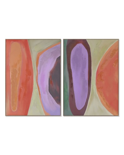 Painting Home ESPRIT Orange Light mauve Modern Urban 100 x 4 x 140 cm (2 Units)