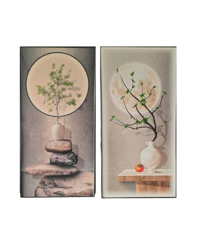 Cadre Home ESPRIT Marron Vert Oriental Vase 80 x 3,5 x 160 cm (2 Unités)