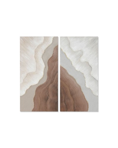 Quadro Home ESPRIT Bianco Marrone Astratto Scandinavo 50 x 3 x 100 cm (2 Unità)