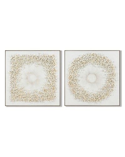 Quadro Home ESPRIT Bianco Cerchi 102 x 4,5 x 102 cm (2 Unità)