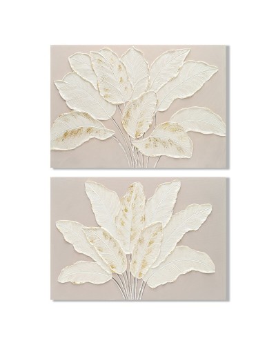 Painting Home ESPRIT White Beige Sheets Cottage 90 x 3 x 60 cm (2 Units)