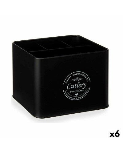 Cesta Multiusos Cubiertos Negro Metal 18 x 13,3 x 15,3 cm (6 Unidades)