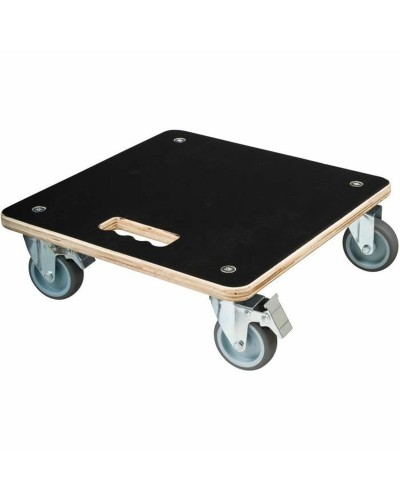 Flowerpot Standt with Wheels Nature Black Wood 38 x 38 cm