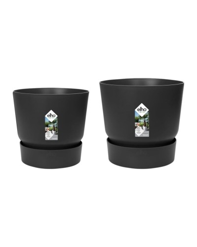 Set de pots Elho Noir Plastique Rond 2 Pièces