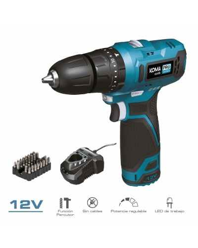 Set de taladro y accesorios Koma Tools 12 V