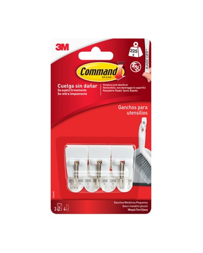 Hook for hanging up 3M 225 g 19 X 41 X 19 MM White Steel (3 Units)