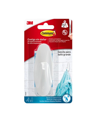 Gancho para colgar 3M 2,2 Kg Blanco Madera Plástico (1 unidad)