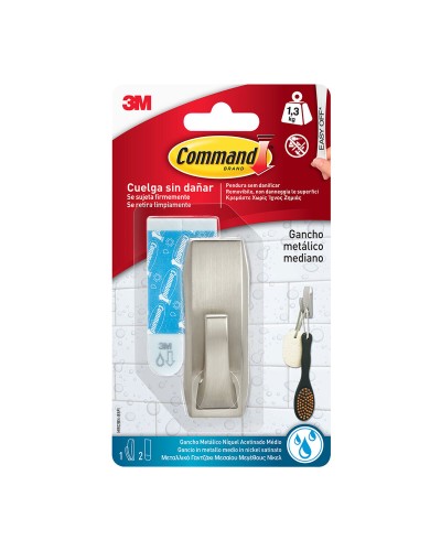 Gancho para colgar 3M 1,3 kg Gris metálico Metal (1 unidad)