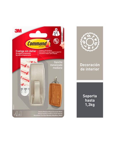 Haken zum Aufhängen 3M 1,3 kg 29 X 79 X 29 MM Silberfarben Metall (1 Stück)