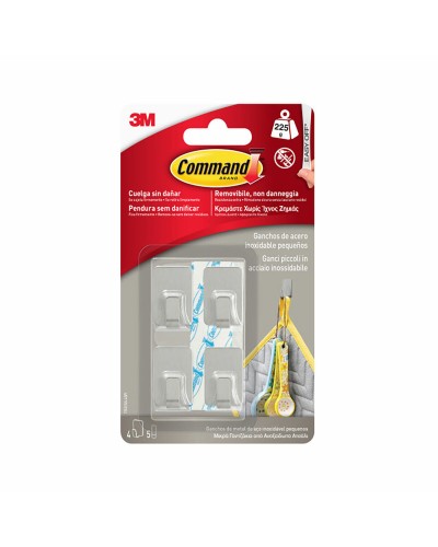 Crochet pour suspendre 3M Acier inoxydable 225 g 19 X 30 X 15 MM Argenté (4 Unités)