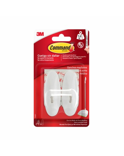 Gancho para colgar 3M 1,3 kg 29 X 79 X 29 MM Blanco Metal (2 Unidades)