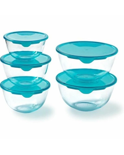 Set de Fiambreras Pyrex Transparente Turquesa 5 Piezas