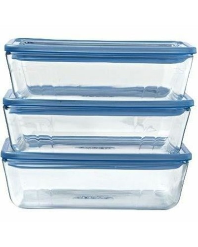 Lunchlådor, set Pyrex Blå Transparent 800 ml 3 Delar