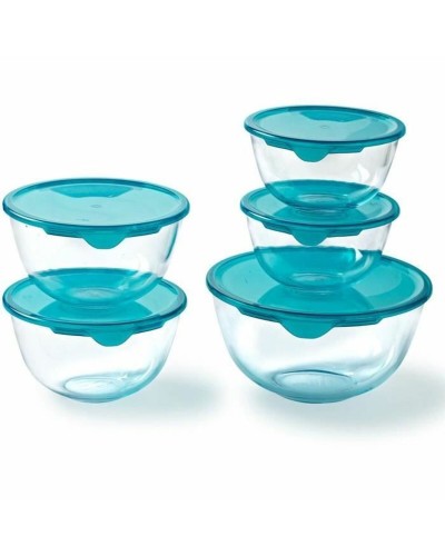 Set de Fiambreras Pyrex Transparente Turquesa 5 Piezas
