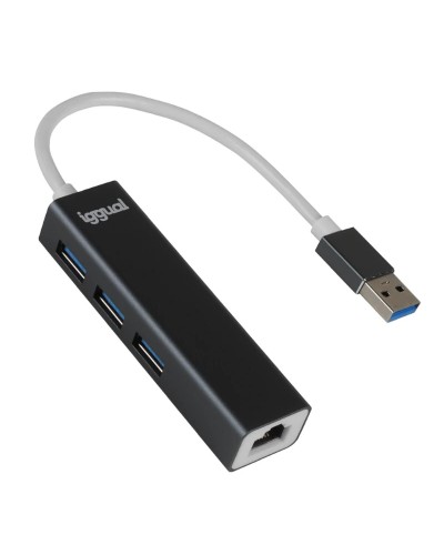 Hub USB iggual IGG319260 Nero Grigio