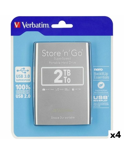 Hard Disk Esterno Verbatim STORE 'N' GO Nero Argentato HDD 2 TB (4 Unità)