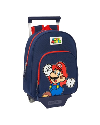Schoolrugzak met Wielen Super Mario World Marineblauw 28 x 34 x 10 cm