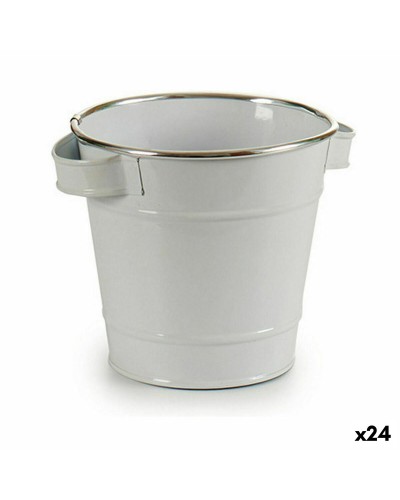 Eimer-Übertopf aus verzinktem Weißblech, silbrig, 19,5 x 14,5 x 16,5 cm (24er-Pack)
