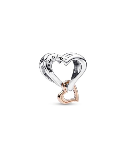 Breloque Pandora Pendant Cœur Scintillant Bicolore Argent 925/Or Rose - Cadeau Femme
