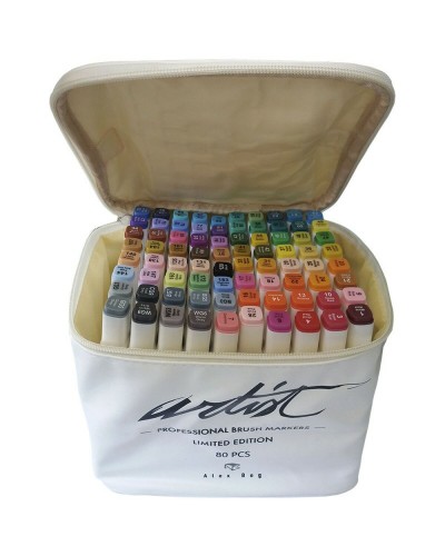 Alex Bog Marqueurs Toile Luxe : Ensemble de 80 Couleurs Professionnelles pour Artistes
