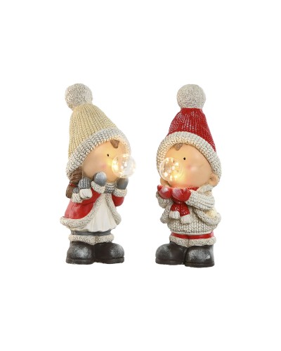 Adorno Navideño Home ESPRIT Blanco Rojo Beige 16,5 x 22 x 45 cm (2 Unidades)