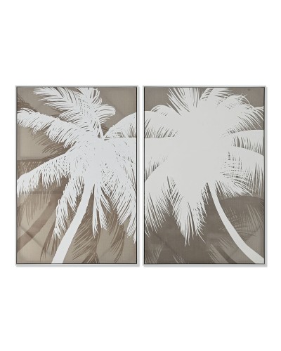 Painting Home ESPRIT White Beige Palms Mediterranean 83 x 4 x 123 cm (2 Units)