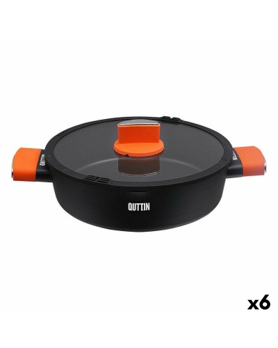 Casserole with glass lid Quttin Gastro Black Orange 36,5 x 27 x 8,5 cm (6 Units)