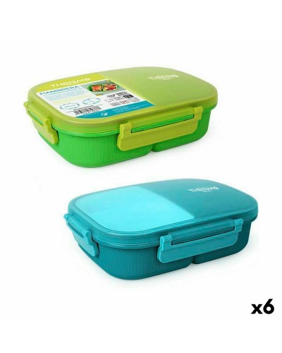 Hermetic Lunch Box ThermoSport 3 Compartments Rectangular 900 ml (6 Units)