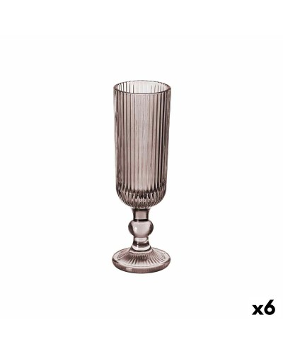 Champagne glass Stripes Grey Glass 160 ml (6 Units)