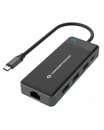 USB-C HUB 7 Portar Conceptronic 110518107101 Svart Grå 100 W (1 antal)