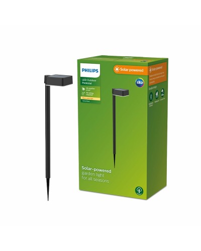Vynce Philips Solar Ground Spike - 1.5 W - Black Plastic - Warm White Square - 10.5 x 13.5 x 54 cm

