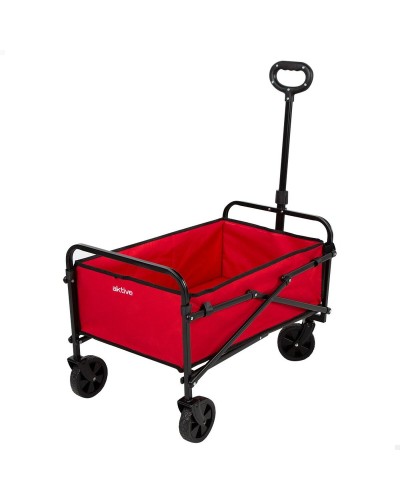 Chariot de Plage Aktive Pliable 65 x 94 x 40 cm, Rouge Polyester et Acier
