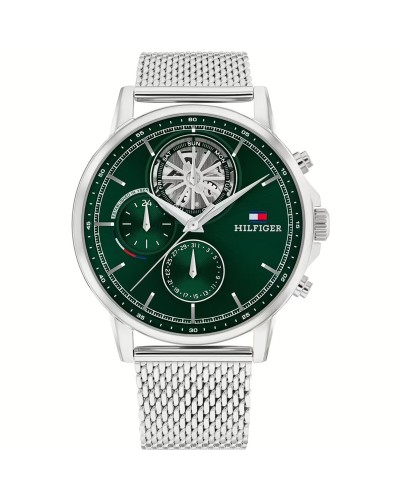 Tommy Hilfiger Reloj Hombre 1692157: Verde Plateado, Elegante
