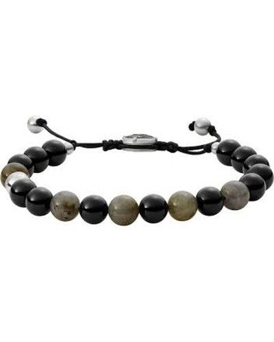 Diesel Bracelet Homme Perles Acier Inoxydable Noir Argent - Style Décontracté

