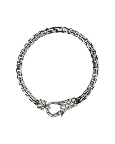 Albert M. Men's Stainless Steel Byzantine Chain Bracelet Black - Elegant & Durable
