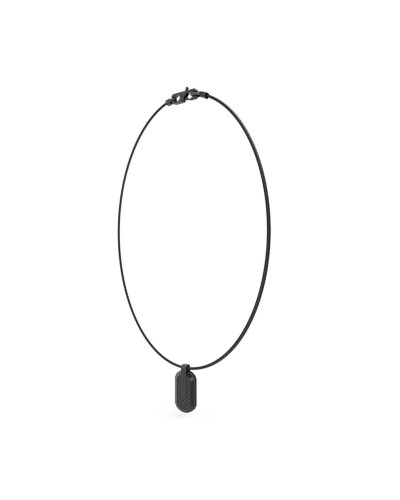 Guess Men's Necklace Black Steel Logo Pendant - Trendy Style

