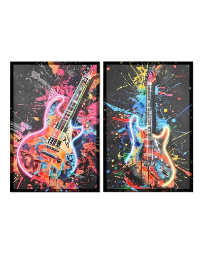 Painting Home ESPRIT Black Guitar Loft 63 x 3,7 x 93 cm (2 Units)