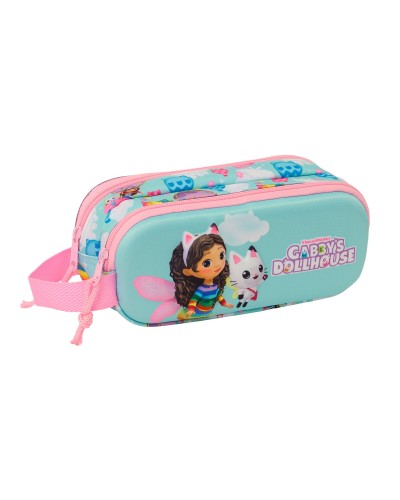Zweifaches Mehrzweck-Etui Gabby's Dollhouse Rosa Himmelsblau 21 x 8 x 6 cm 3D