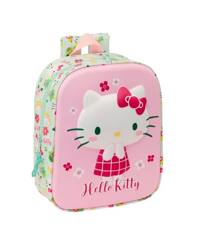 Koululaukku Hello Kitty Vihreä Pinkki 22 x 27 x 10 cm 3D