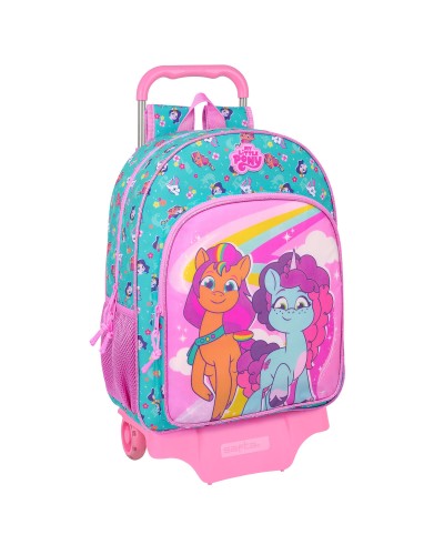 Mochila Escolar con Ruedas My Little Pony Magic: Rosa Turquesa, 33x42x14 cm - ¡Perfecta para la Escuela!
