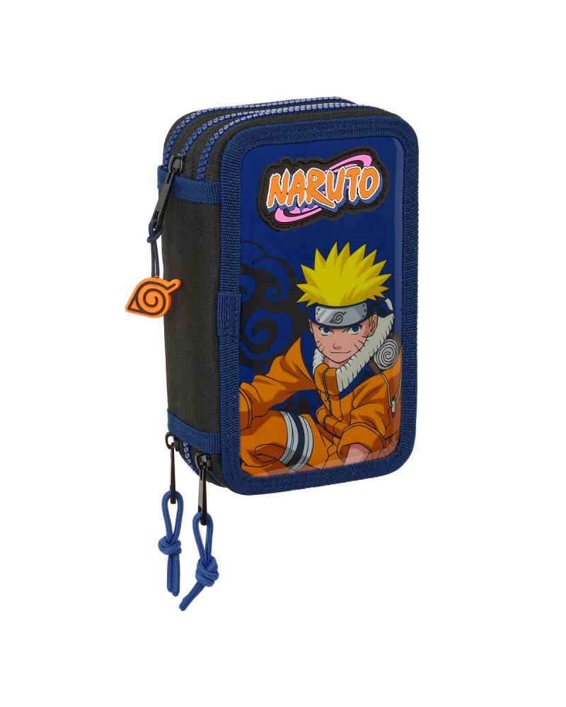 Plumier Triple Naruto Ninja Azul Negro 12,5 x 19,5 x 5,5 cm 36 Piezas