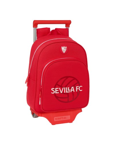 Trolley Scolaire Séville FC Rouge - 28x34x10cm - Sac à Dos à Roulettes Officiel
