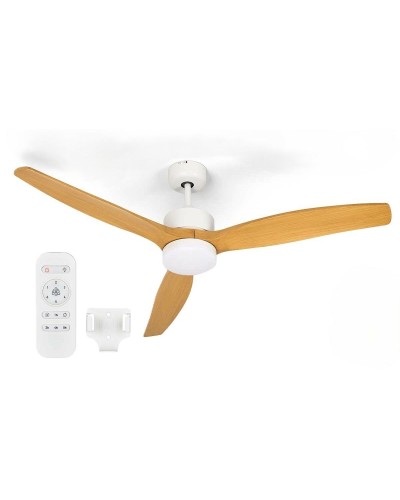 Ceiling Fan with Light Argon W-FC5288-3C1L W White Brown 40 W Ø 132 cm