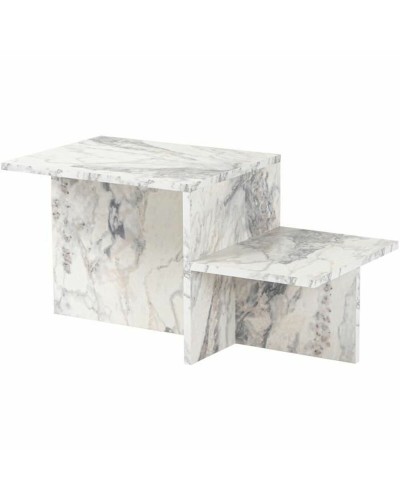 Soffbord Harmony Vit Grå 80 x 40 x 40 cm Marmor