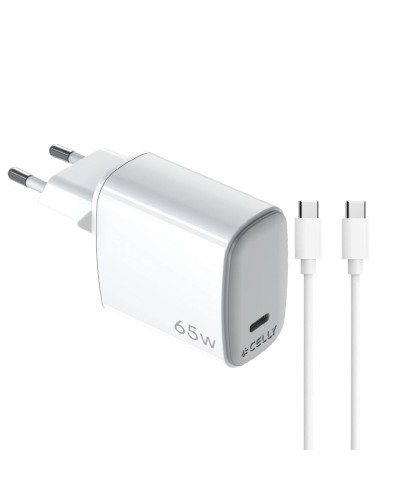 Caricabatterie da Parete Celly UPTC1USBC65WCTC Bianco